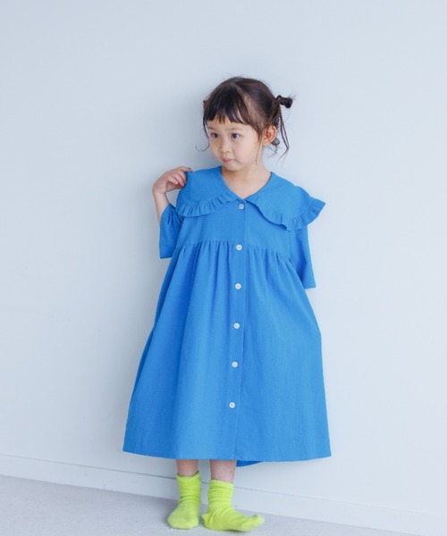 LOWRYS FARM（ローリーズファーム）の「コットンフリルカラーワンピース　266303（ワンピース・キッズ・ブラック/ブルー/ピンク/アイボリー・110cm/120cm/130cm/140cm/150cm）」の22枚目の写真