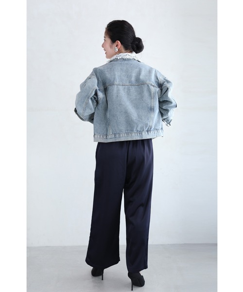 cawaii（カワイイ）の「外せるレース襟のウォッシュ加工デニムジャケット（デニムジャケット・レディース・ブルー・FREE）」の5枚目の写真