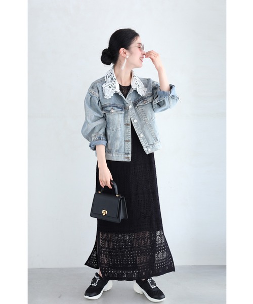 cawaii（カワイイ）の「外せるレース襟のウォッシュ加工デニムジャケット（デニムジャケット・レディース・ブルー・FREE）」の12枚目の写真