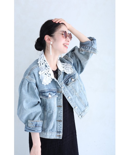 cawaii（カワイイ）の「外せるレース襟のウォッシュ加工デニムジャケット（デニムジャケット・レディース・ブルー・FREE）」の13枚目の写真