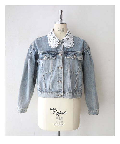 cawaii（カワイイ）の「外せるレース襟のウォッシュ加工デニムジャケット（デニムジャケット・レディース・ブルー・FREE）」の14枚目の写真