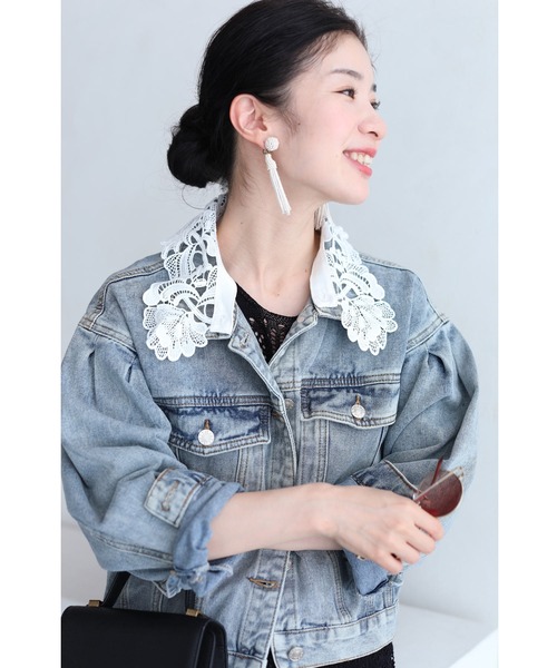 cawaii（カワイイ）の「外せるレース襟のウォッシュ加工デニムジャケット（デニムジャケット・レディース・ブルー・FREE）」の18枚目の写真