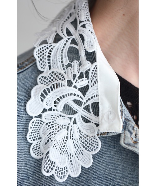 cawaii（カワイイ）の「外せるレース襟のウォッシュ加工デニムジャケット（デニムジャケット・レディース・ブルー・FREE）」の19枚目の写真