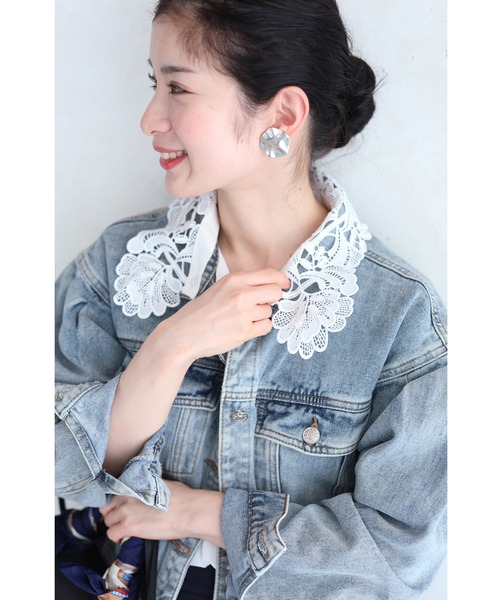 cawaii（カワイイ）の「外せるレース襟のウォッシュ加工デニムジャケット（デニムジャケット・レディース・ブルー・FREE）」の22枚目の写真