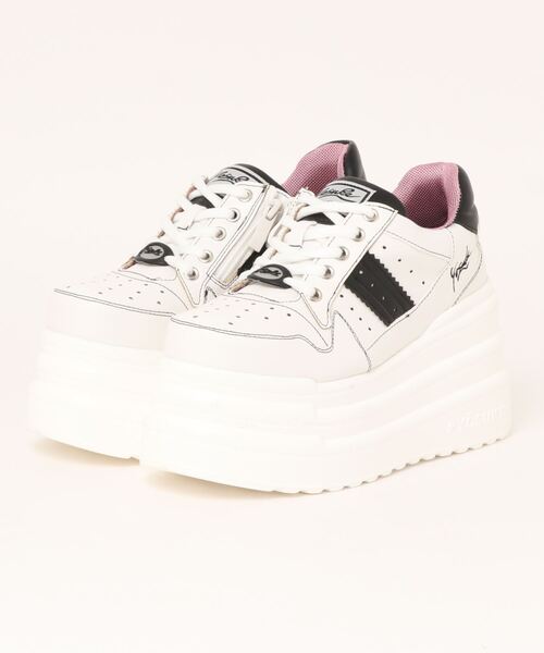 YOSUKE（ヨースケ）の「「YOSUKE/ヨースケ」厚底レースアップスニーカー（スニーカー・レディース・ブラック/アイボリー/ホワイト×ブラック/ブルー系その他/ホワイト/ホワイト系その他/ブラック×ブルー/パープル系その他/レッド系その他・23/24/25/22.5/24.5/23.5）」の3枚目の写真