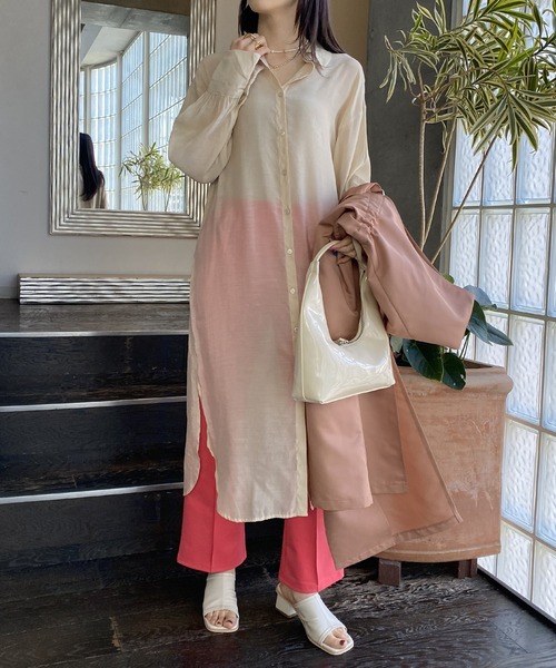 AS KNOW AS PINKY(アズノゥアズピンキー)の「そよ風のシアーシャツワンピース(シャツワンピース・レディース・オフホワイト/ブラック/ベージュ・FREE)」の19枚目の写真