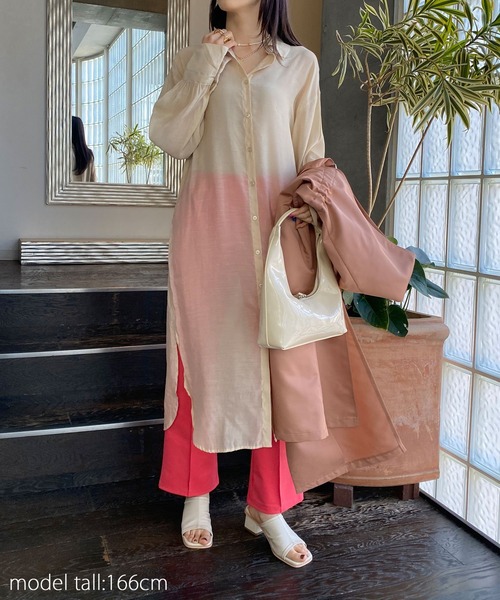 AS KNOW AS PINKY(アズノゥアズピンキー)の「そよ風のシアーシャツワンピース(シャツワンピース・レディース・オフホワイト/ブラック/ベージュ・FREE)」の21枚目の写真