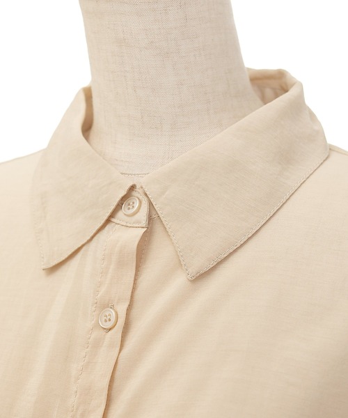 AS KNOW AS PINKY(アズノゥアズピンキー)の「そよ風のシアーシャツワンピース(シャツワンピース・レディース・オフホワイト/ブラック/ベージュ・FREE)」の18枚目の写真