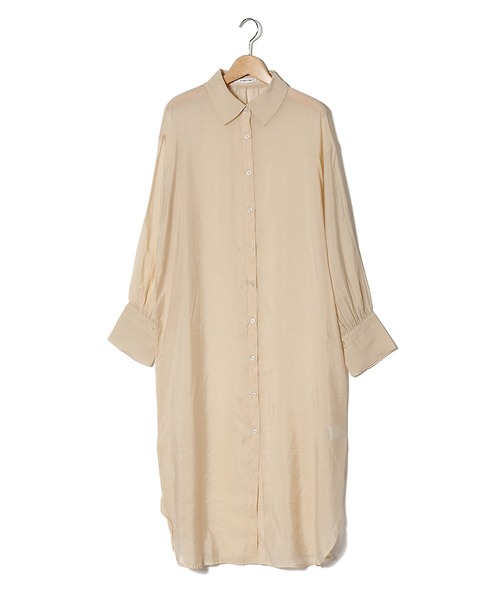 AS KNOW AS PINKY(アズノゥアズピンキー)の「そよ風のシアーシャツワンピース(シャツワンピース・レディース・オフホワイト/ブラック/ベージュ・FREE)」の6枚目の写真