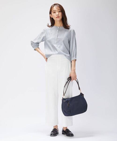J.PRESS(ジェイプレス)の「【洗える・接触冷感】C/アセVISストライプ チュニック ブラウス(シャツ/ブラウス・レディース・ベージュ系/ネイビー系/ふじ色系・T13/T15)」の19枚目の写真