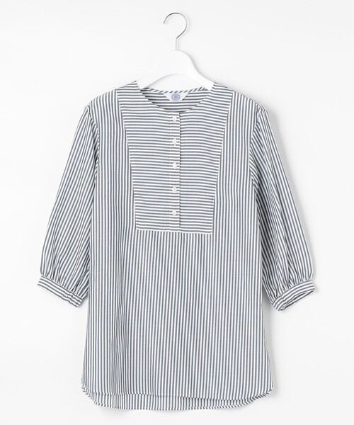 J.PRESS(ジェイプレス)の「【洗える・接触冷感】C/アセVISストライプ チュニック ブラウス(シャツ/ブラウス・レディース・ベージュ系/ネイビー系/ふじ色系・T13/T15)」の17枚目の写真