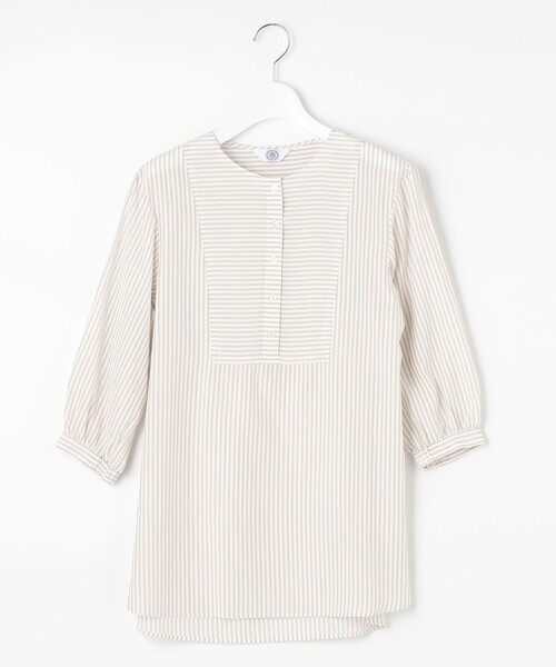J.PRESS(ジェイプレス)の「【洗える・接触冷感】C/アセVISストライプ チュニック ブラウス(シャツ/ブラウス・レディース・ベージュ系/ネイビー系/ふじ色系・T13/T15)」の15枚目の写真