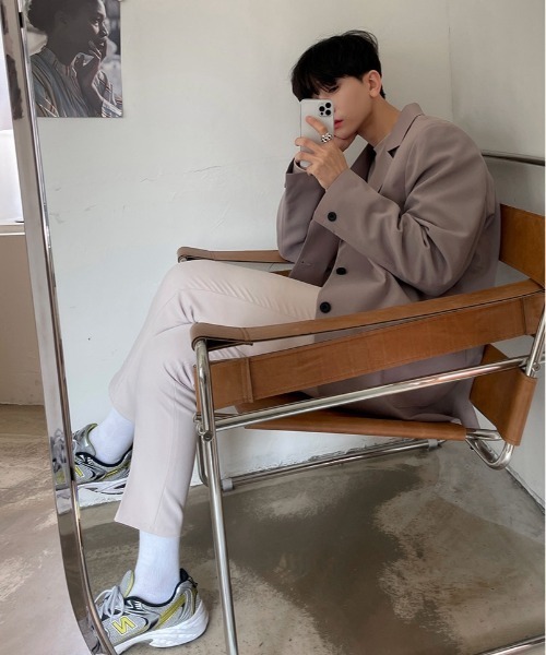 ASCLO（エジュクロ）の「ASCLO  Overfit Art Blazer（2type）（テーラードジャケット・メンズ・ブラック/ベージュ/ストライプ・SMALL/LARGE）」の18枚目の写真