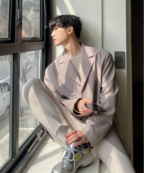 ASCLO（エジュクロ）の「ASCLO  Overfit Art Blazer（2type）（テーラードジャケット・メンズ・ブラック/ベージュ/ストライプ・SMALL/LARGE）」の13枚目の写真