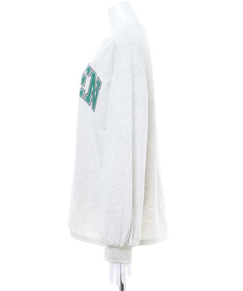 INGNI（イング）の「エンブレムカレッジロゴロングTシャツ（Tシャツ/カットソー・レディース・ブルー/ホワイト×グリーン/ホワイト×ブルー/オートミール・M）」の6枚目の写真