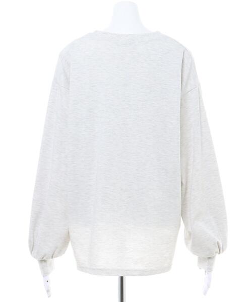 INGNI（イング）の「エンブレムカレッジロゴロングTシャツ（Tシャツ/カットソー・レディース・ブルー/ホワイト×グリーン/ホワイト×ブルー/オートミール・M）」の7枚目の写真