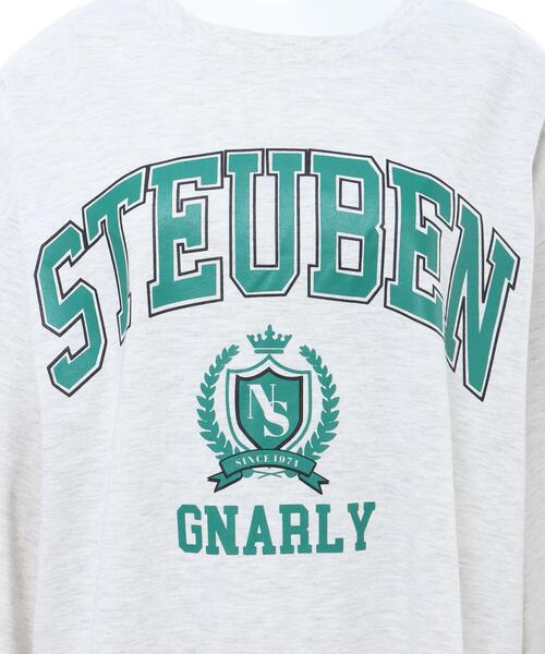 INGNI（イング）の「エンブレムカレッジロゴロングTシャツ（Tシャツ/カットソー・レディース・ブルー/ホワイト×グリーン/ホワイト×ブルー/オートミール・M）」の9枚目の写真