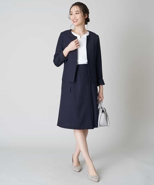 【洗濯機で洗える/セットアップ対応】キーネックノーカラージャケット