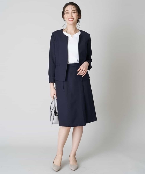 【洗濯機で洗える/セットアップ対応】キーネックノーカラージャケット