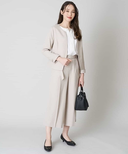 【洗濯機で洗える/セットアップ対応】キーネックノーカラージャケット