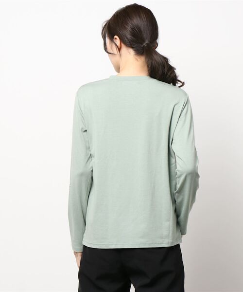 Q（キュー）の「レタードロンT（Tシャツ/カットソー・レディース・ベージュ/オリーブ・MEDIUM）」の4枚目の写真