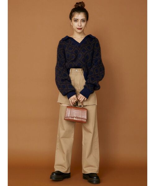 EVRIS（エヴリス）の「フロントスラッシュワイドパンツ（デニムパンツ・レディース・ホワイト/ブラック/ベージュ・SMALL/MEDIUM）」の4枚目の写真