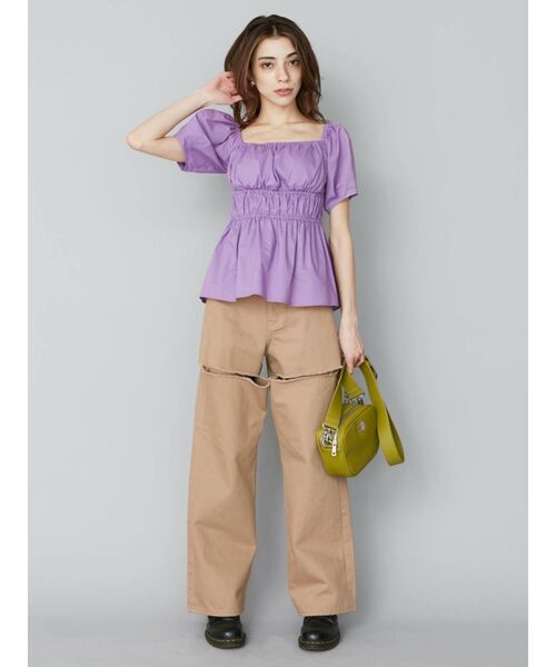 EVRIS（エヴリス）の「フロントスラッシュワイドパンツ（デニムパンツ・レディース・ホワイト/ブラック/ベージュ・SMALL/MEDIUM）」の15枚目の写真