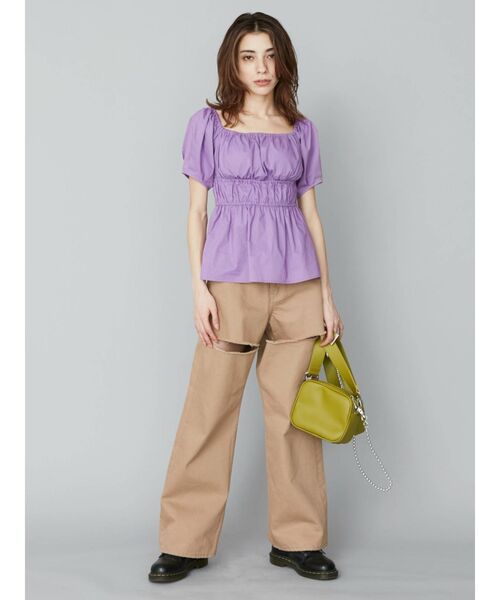 EVRIS（エヴリス）の「フロントスラッシュワイドパンツ（デニムパンツ・レディース・ホワイト/ブラック/ベージュ・SMALL/MEDIUM）」の10枚目の写真