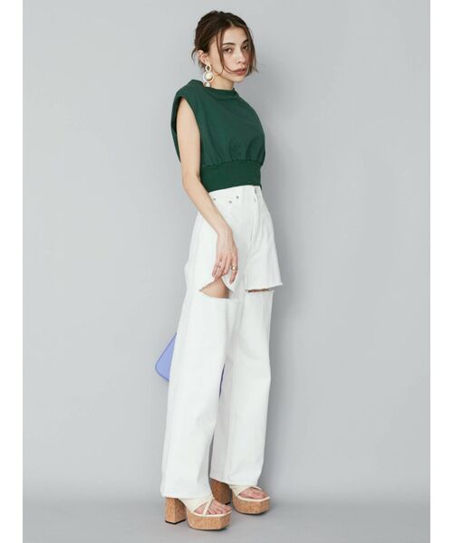 EVRIS（エヴリス）の「フロントスラッシュワイドパンツ（デニムパンツ・レディース・ホワイト/ブラック/ベージュ・SMALL/MEDIUM）」の21枚目の写真