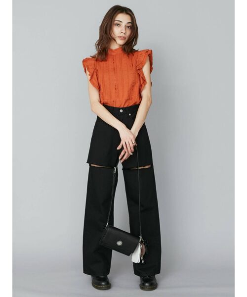 EVRIS（エヴリス）の「フロントスラッシュワイドパンツ（デニムパンツ・レディース・ホワイト/ブラック/ベージュ・SMALL/MEDIUM）」の11枚目の写真