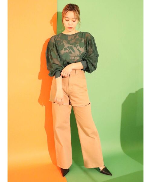 EVRIS（エヴリス）の「フロントスラッシュワイドパンツ（デニムパンツ・レディース・ホワイト/ブラック/ベージュ・SMALL/MEDIUM）」の20枚目の写真