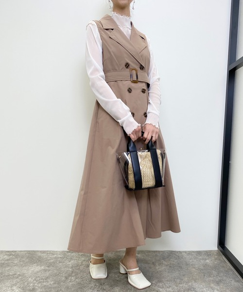 INGNI(イング)の「トレンチノースリ/ワンピース(ワンピース・レディース・モカ/ベージュ/ブラック・M)」の7枚目の写真