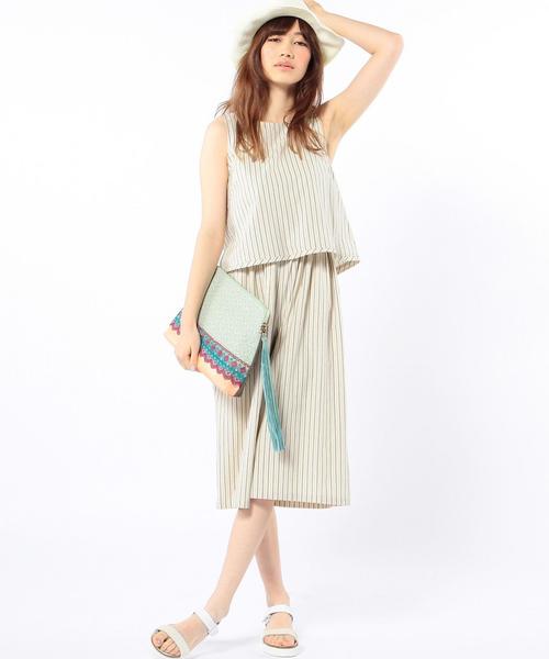 Another Edition（アナザーエディション）の「2wayノースリーブプルオーバー×サロペット(ストライプ)/ae NSL PO×SLPT STRP◆（サロペット/オーバーオール・レディース・オフホワイト/ネイビー・ﾌﾘ-）」の3枚目の写真