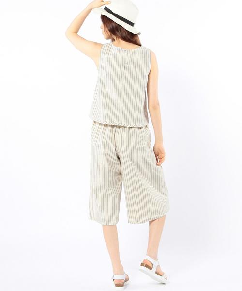 Another Edition（アナザーエディション）の「2wayノースリーブプルオーバー×サロペット(ストライプ)/ae NSL PO×SLPT STRP◆（サロペット/オーバーオール・レディース・オフホワイト/ネイビー・ﾌﾘ-）」の4枚目の写真