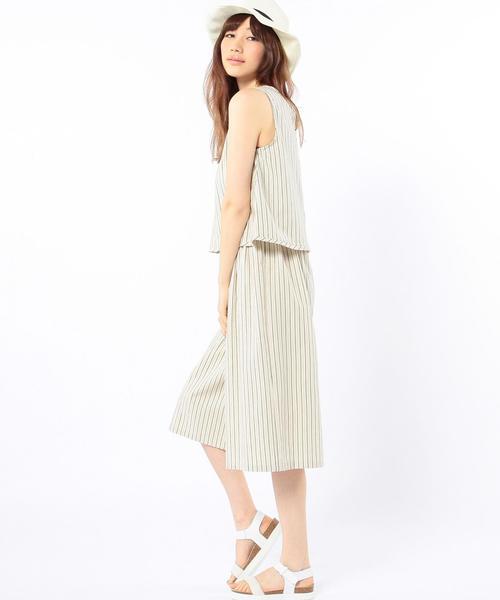 Another Edition（アナザーエディション）の「2wayノースリーブプルオーバー×サロペット(ストライプ)/ae NSL PO×SLPT STRP◆（サロペット/オーバーオール・レディース・オフホワイト/ネイビー・ﾌﾘ-）」の5枚目の写真