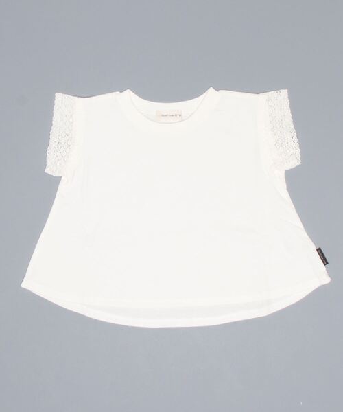 quoti use fith（クゥオティ　ユース　フィス）の「天竺 レース半袖 Tシャツ（Tシャツ/カットソー・キッズ・ホワイト/ブラック/ベージュ/グリーン・90/100/110/120/80/130）」の2枚目の写真