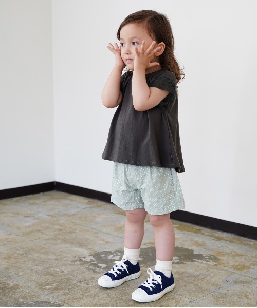 quoti use fith（クゥオティ　ユース　フィス）の「天竺 レース半袖 Tシャツ（Tシャツ/カットソー・キッズ・ホワイト/ブラック/ベージュ/グリーン・90/100/110/120/80/130）」の8枚目の写真