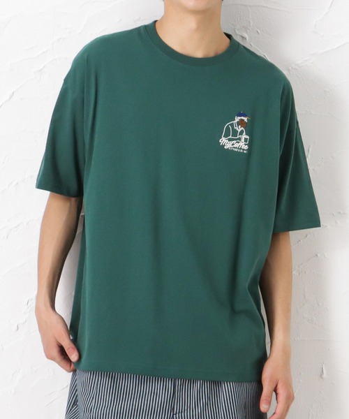 Mac-House(マックハウス)の「ヒゲサガラ刺繍 半袖Tシャツ(Tシャツ/カットソー・メンズ・グリーン/ネイビー/ホワイト・M/L)」の1枚目の写真