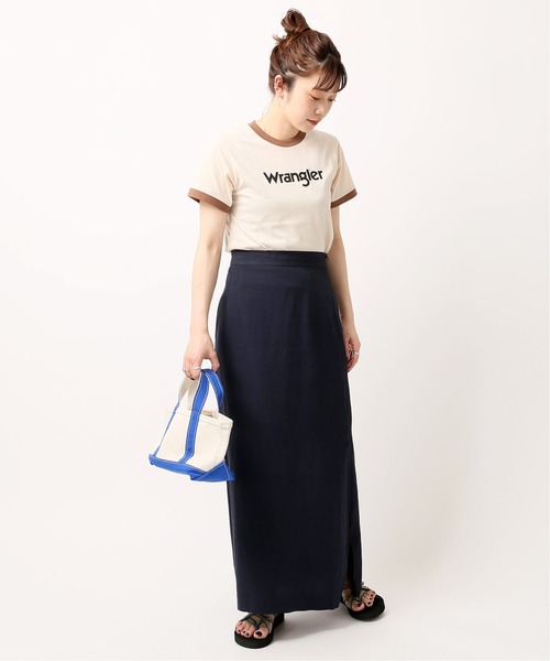 Wrangler（ラングラー）の「【Wrangler/ラングラー】Wrangler wringer Tシャツ（Tシャツ/カットソー・レディース・ホワイト/ブラウン・FREE）」の3枚目の写真
