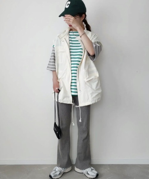 Doux archives（ドゥアルシーヴ）の「［ｗｅｂ限定］クレイジー切替バスクボーダーシャツ（Tシャツ/カットソー・レディース・ネイビー/グレー/グリーン/イエロー/ピンク・FREE）」の3枚目の写真