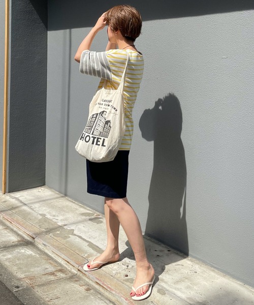 Doux archives（ドゥアルシーヴ）の「［ｗｅｂ限定］クレイジー切替バスクボーダーシャツ（Tシャツ/カットソー・レディース・ネイビー/グレー/グリーン/イエロー/ピンク・FREE）」の11枚目の写真