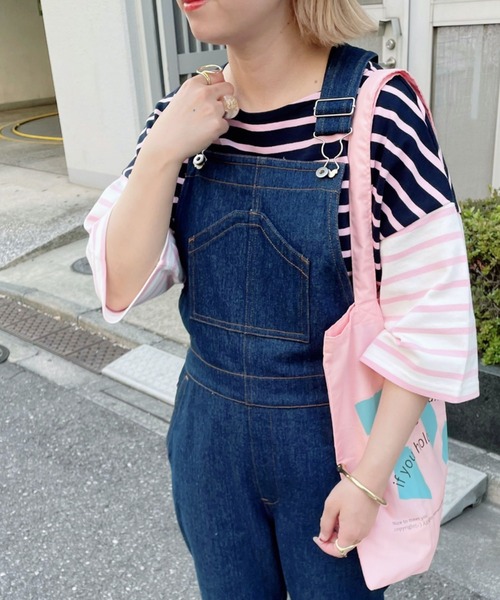 Doux archives（ドゥアルシーヴ）の「［ｗｅｂ限定］クレイジー切替バスクボーダーシャツ（Tシャツ/カットソー・レディース・ネイビー/グレー/グリーン/イエロー/ピンク・FREE）」の9枚目の写真