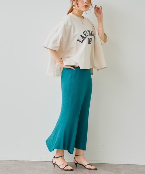 Chez toi（シェトワ）の「【WEB限定】ワイドカレッジロゴT（Tシャツ/カットソー・レディース・チャコールグレー/オフホワイト/カーキ/グリーン/ホワイト系その他・FREE）」の18枚目の写真