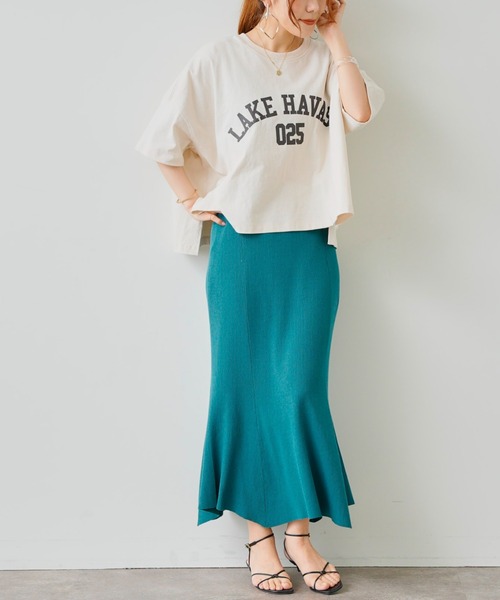 Chez toi（シェトワ）の「【WEB限定】ワイドカレッジロゴT（Tシャツ/カットソー・レディース・チャコールグレー/オフホワイト/カーキ/グリーン/ホワイト系その他・FREE）」の19枚目の写真