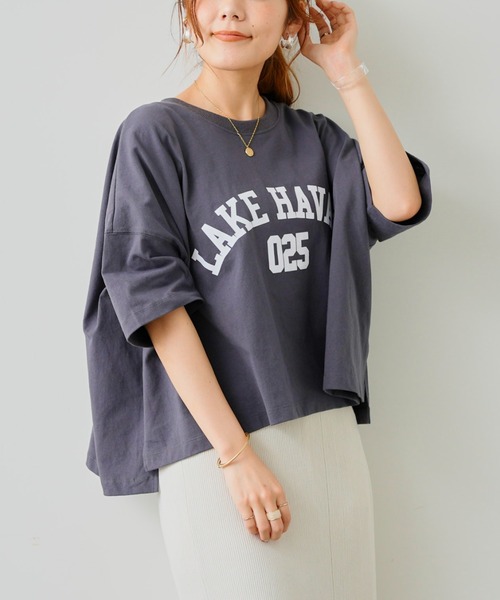 Chez toi（シェトワ）の「【WEB限定】ワイドカレッジロゴT（Tシャツ/カットソー・レディース・チャコールグレー/オフホワイト/カーキ/グリーン/ホワイト系その他・FREE）」の22枚目の写真