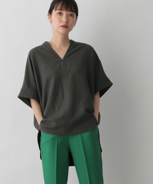 LOWRYS FARM（ローリーズファーム）の「アサコンスキッパーシャツＳＳ　275975（シャツ/ブラウス・レディース・イエロー/グリーン/アイボリー/グレー・FREE）」の3枚目の写真