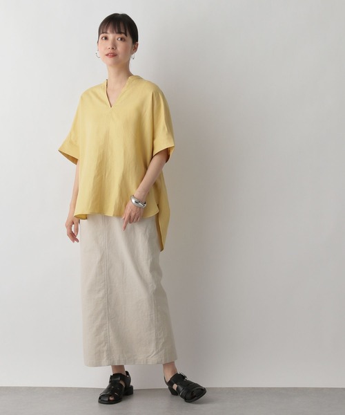 LOWRYS FARM（ローリーズファーム）の「アサコンスキッパーシャツＳＳ　275975（シャツ/ブラウス・レディース・イエロー/グリーン/アイボリー/グレー・FREE）」の12枚目の写真