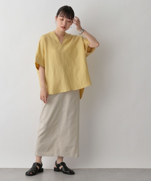 LOWRYS FARM（ローリーズファーム）の「アサコンスキッパーシャツＳＳ　275975（シャツ/ブラウス・レディース・イエロー/グリーン/アイボリー/グレー・FREE）」の13枚目の写真