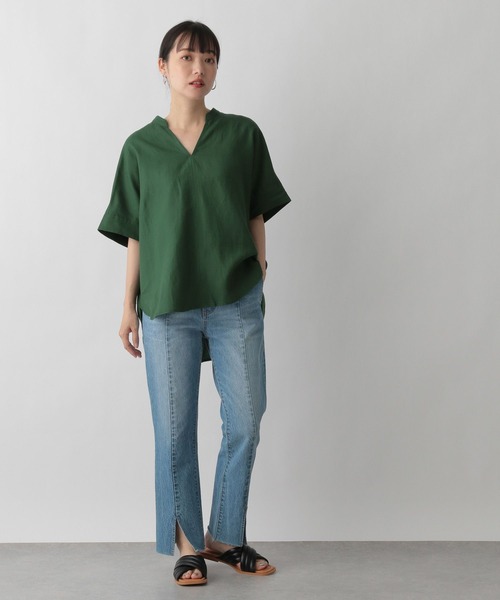 LOWRYS FARM（ローリーズファーム）の「アサコンスキッパーシャツＳＳ　275975（シャツ/ブラウス・レディース・イエロー/グリーン/アイボリー/グレー・FREE）」の15枚目の写真