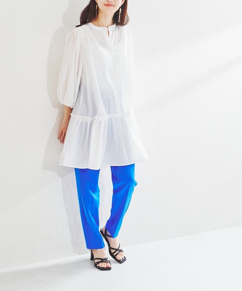 acro（アクロ）の「ボリューム袖ティアードチュニック/AC1400（ワンピース・レディース・ホワイト/ライトブルー/イエロー・ﾌﾘ-）」の22枚目の写真